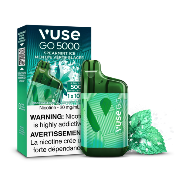 F1-SensoryVisual-5K-SpearmintIce-pack_ad31d5d3-76b4-456e-b216-aafe916afd37.png Spearmint Ice Vuse GO 5000 - Disposable Vape