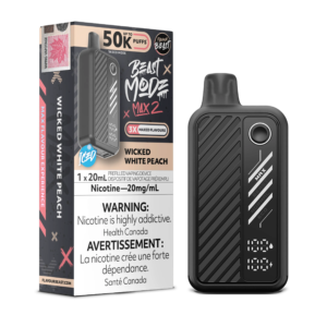FlavourBeast_BeastModeMax2_MAR2025-RENDER-FAM-EXS_20mg-WickedWhitePeach.png Wicked White Peach Flavour Beast Mode Max 2 - Disposable 50K